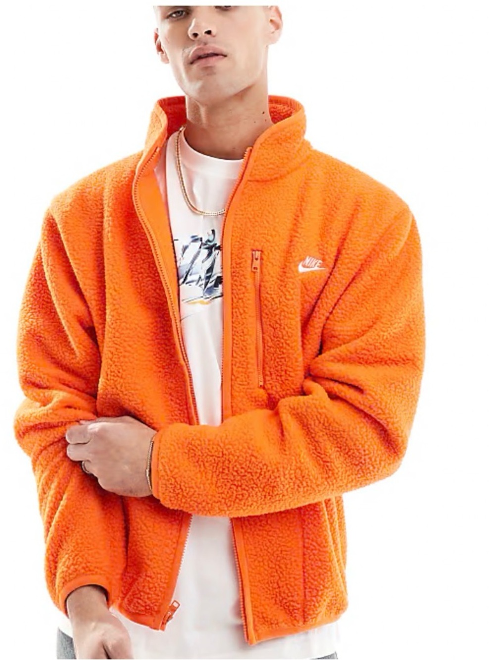 Like New Nike Men Medium Bright Orange Full-Zip Fleece Jacket